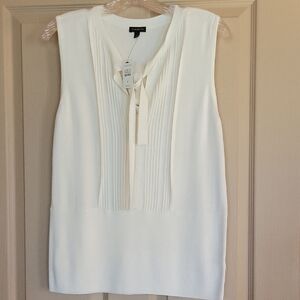 Talbots White Sleeveless Blouse, Size M, NWT